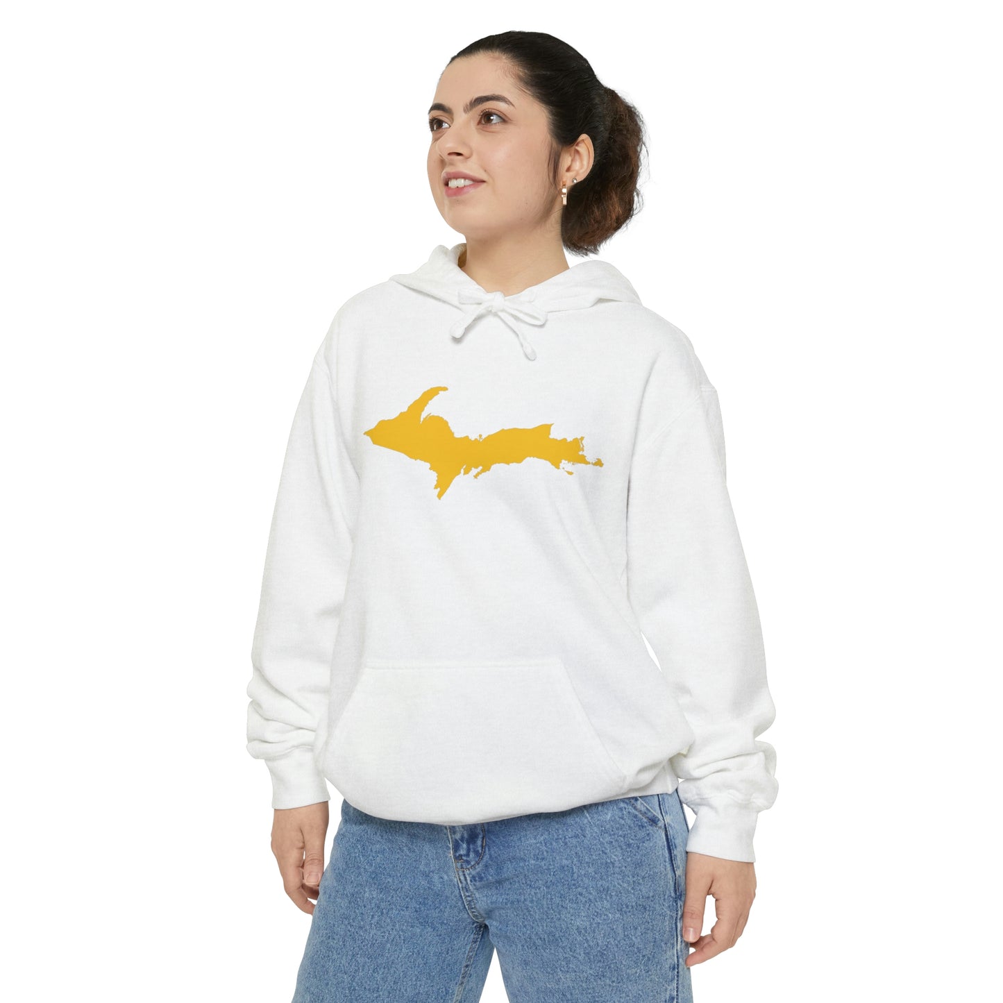 Michigan Upper Peninsula Hoodie (w/ Gold UP Outline) | Unisex Garment-Dyed