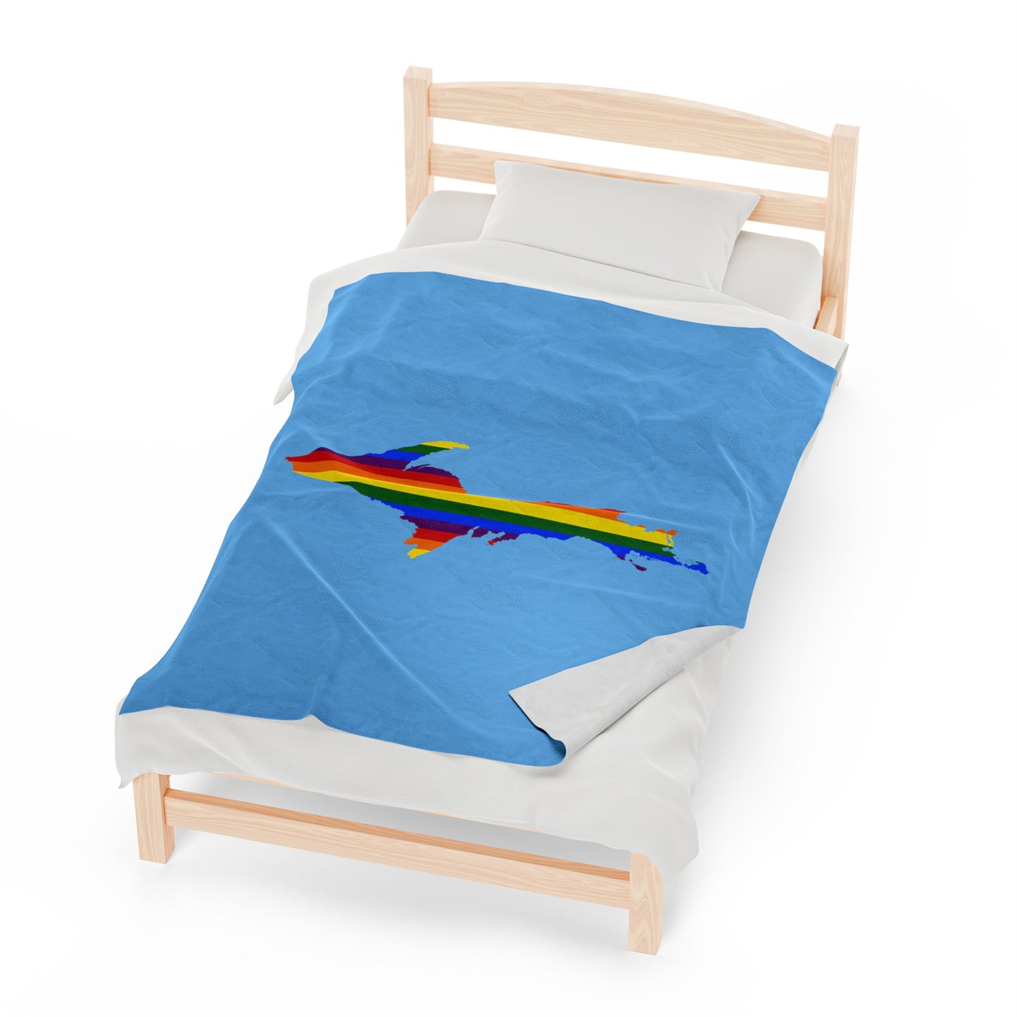 Michigan Upper Peninsula Plush Blanket (w/ UP Pride Flag Outline) | DTW Blue