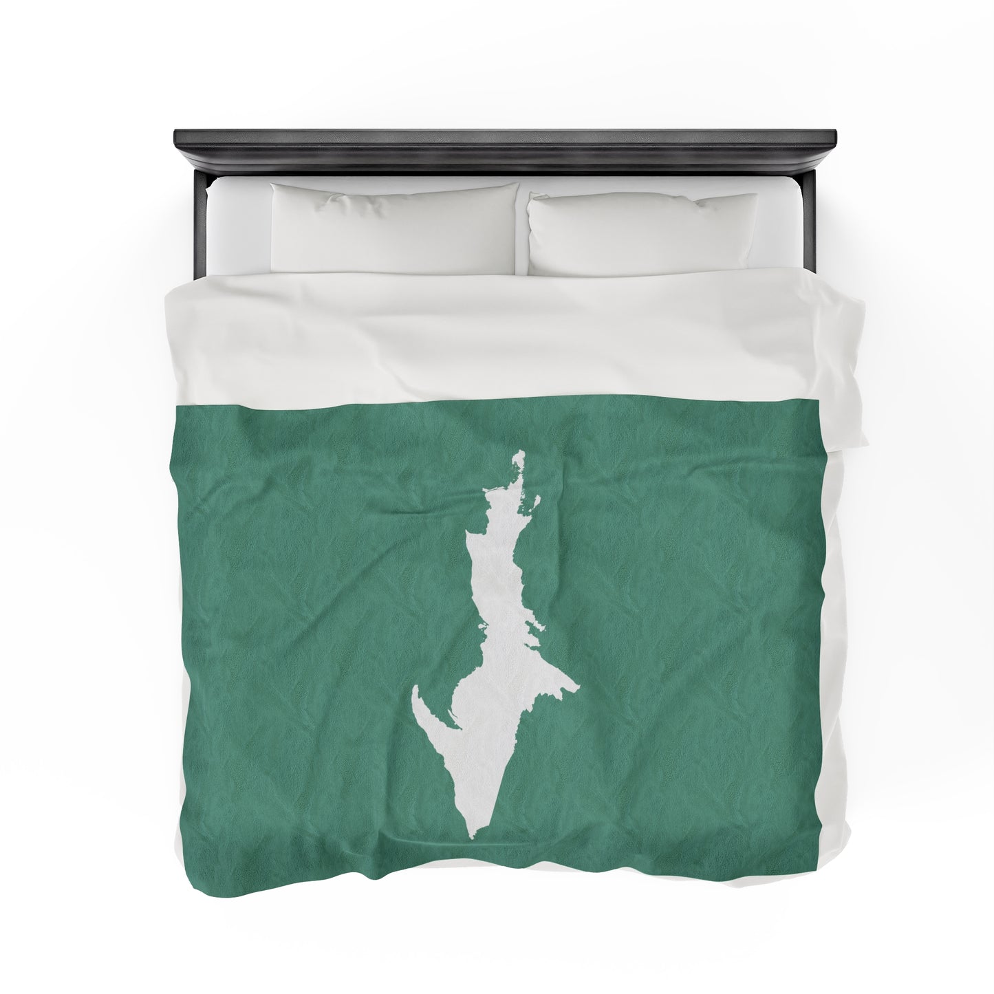 Michigan Upper Peninsula Plush Blanket (w/ UP Outline) | '64 Metallic Mint Green