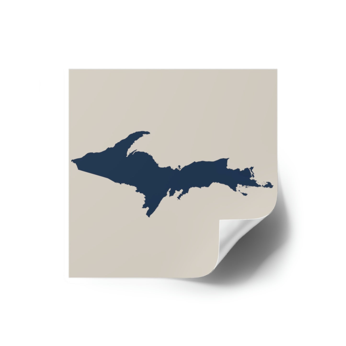 Michigan Upper Peninsula Square Sticker (Canvas Color w/ Navy UP Outline) | Indoor/Outdoor