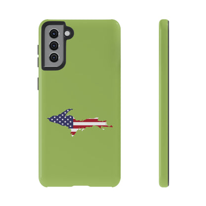 Michigan Upper Peninsula Tough Phone Case (Gooseberry Green w/ UP USA Flag Outline) | Samsung & Pixel Android