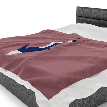 Michigan Upper Peninsula Plush Blanket (w/ UP Finland Flag Outline) | Cherry Blossom Pink