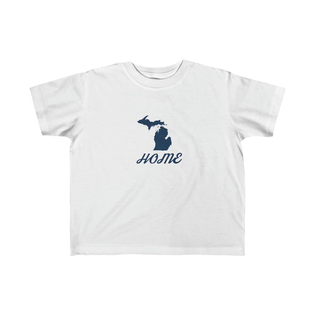 Michigan 'Home'' T-Shirt  (Retro Script Font) | Toddler Short Sleeve - Circumspice Michigan