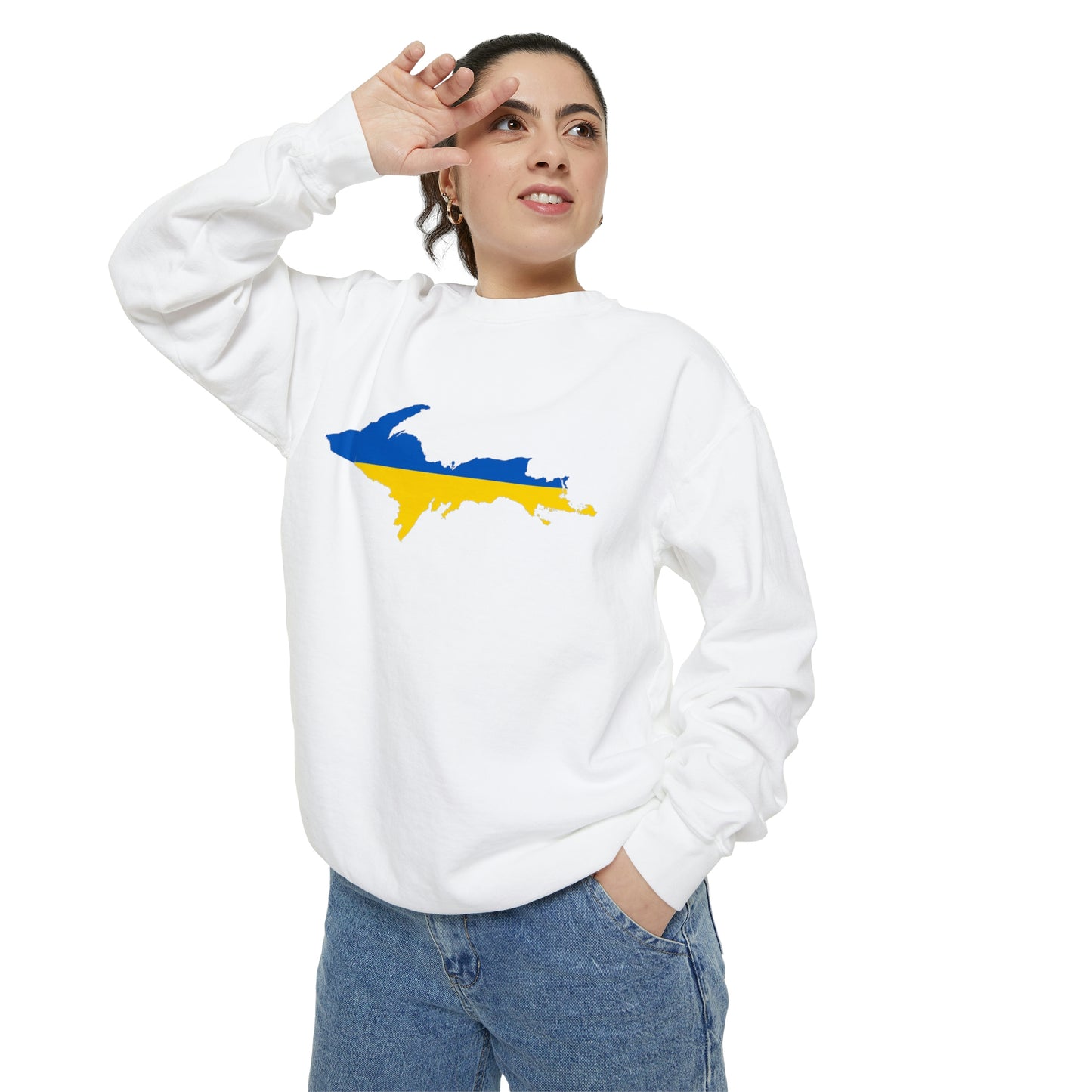 Michigan Upper Peninsula Sweatshirt (w/ UP Ukraine Outline) | Unisex Garment Dyed