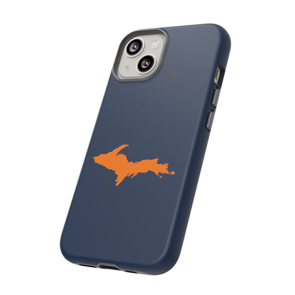 Michigan Upper Peninsula Tough Phone Case (Navy w/ Orange UP Outline) | Apple iPhone