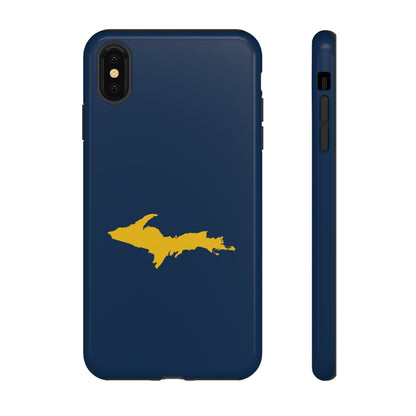 Michigan Upper Peninsula Tough Phone Case (Navy w/ Gold UP Outline) | Apple iPhone