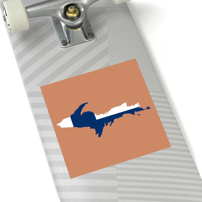 Michigan Upper Peninsula Square Sticker (Copper Color w/ UP Finland Flag Outline) | Indoor/Outdoor