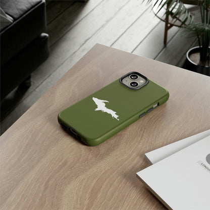 Michigan Upper Peninsula Tough Phone Case (Army Green w/ UP Outline) | Apple iPhone