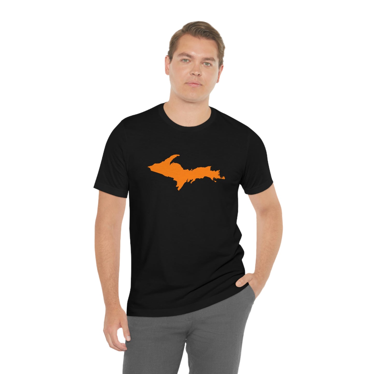 Michigan Upper Peninsula T-Shirt (w/ Orange UP Outline) | Unisex Standard Fit