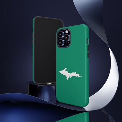 Michigan Upper Peninsula Tough Phone Case (Emerald Green w/ UP Outline) | Apple iPhone