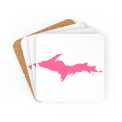 Michigan Upper Peninsula Coaster Set (w/ Pink UP Outline) | Corkwood - 4 pack