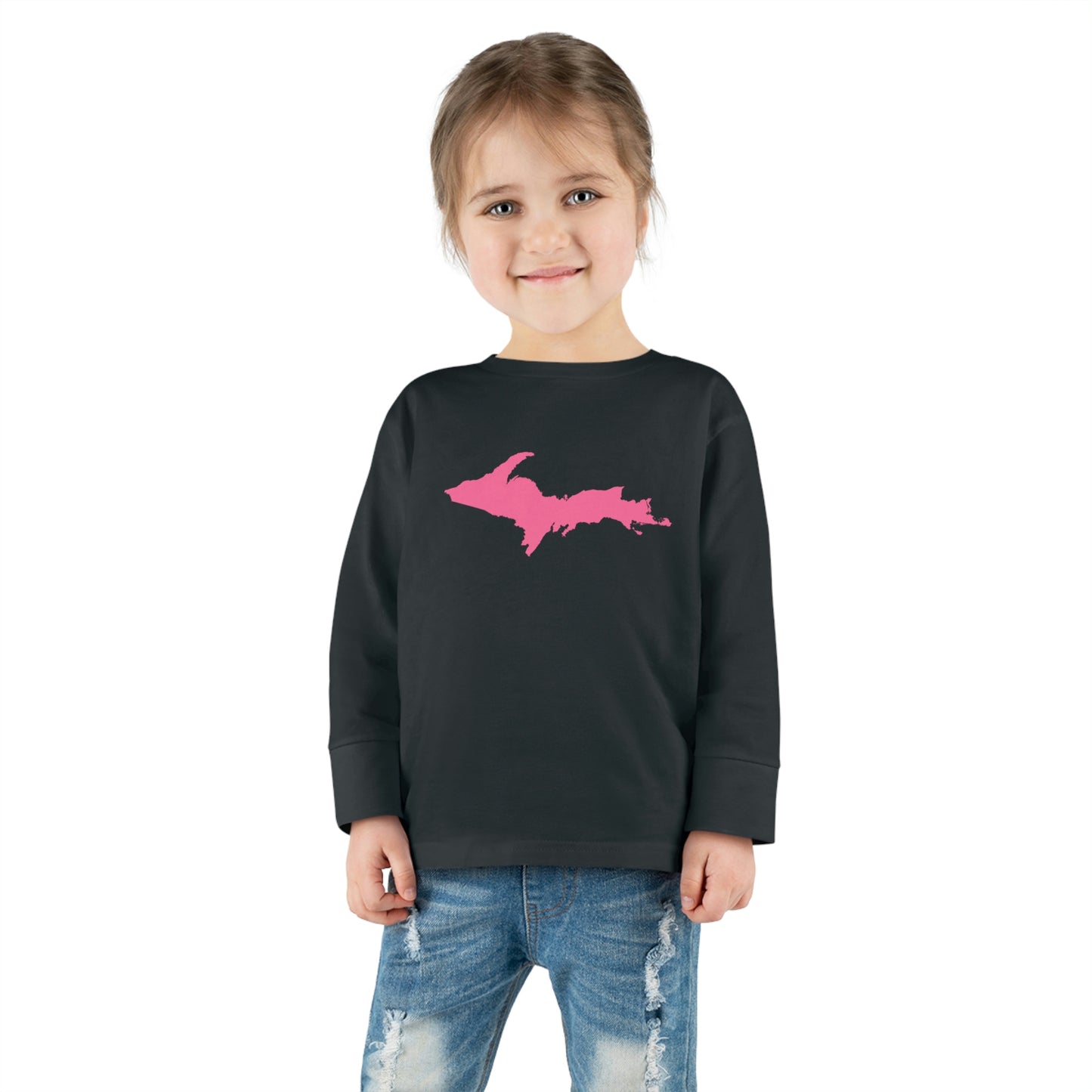 Michigan Upper Peninsula T-Shirt (w/ Pink UP Outline) | Toddler Long Sleeve