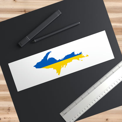 Michigan Upper Peninsula Bumper Stickers (w/ UP Ukraine Flag Outline) | White Background