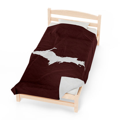 Michigan Upper Peninsula Plush Blanket (w/ UP Outline) | Cherrywood Color