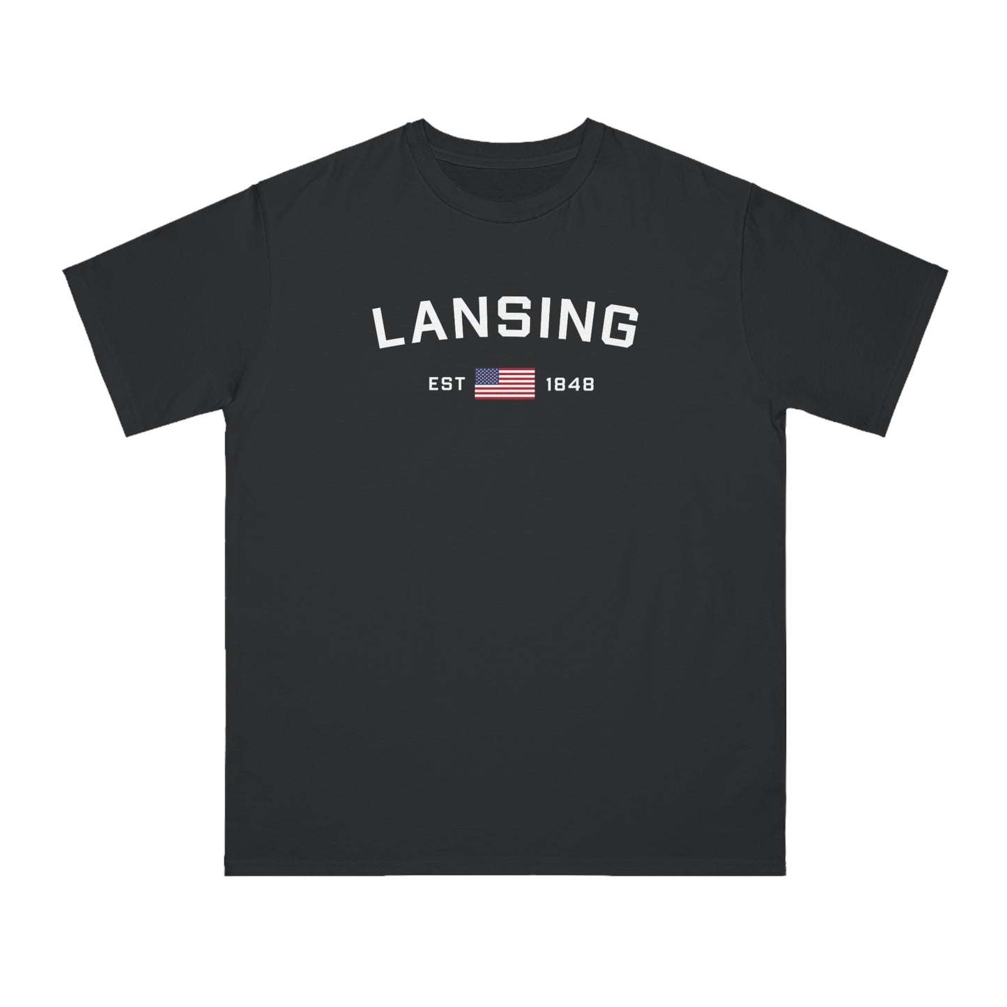 'Lansing EST 1848' T-Shirt (w/ USA Flag | Organic Unisex
