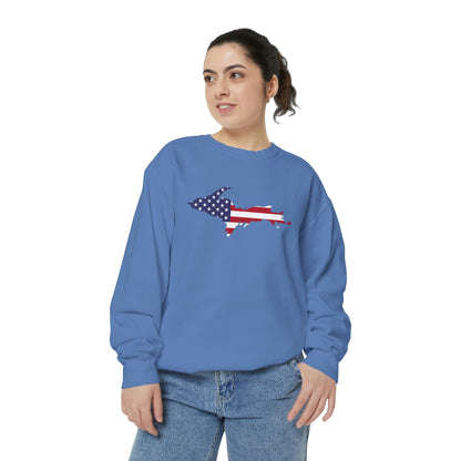 Michigan Upper Peninsula Sweatshirt (w/ UP USA Flag Outline) | Unisex Garment Dyed