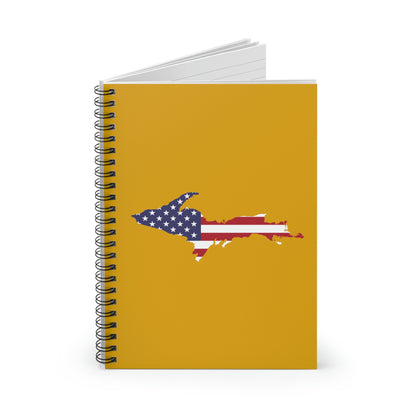 Michigan Upper Peninsula Spiral Notebook (w/ UP USA Flag Outline) | Gold