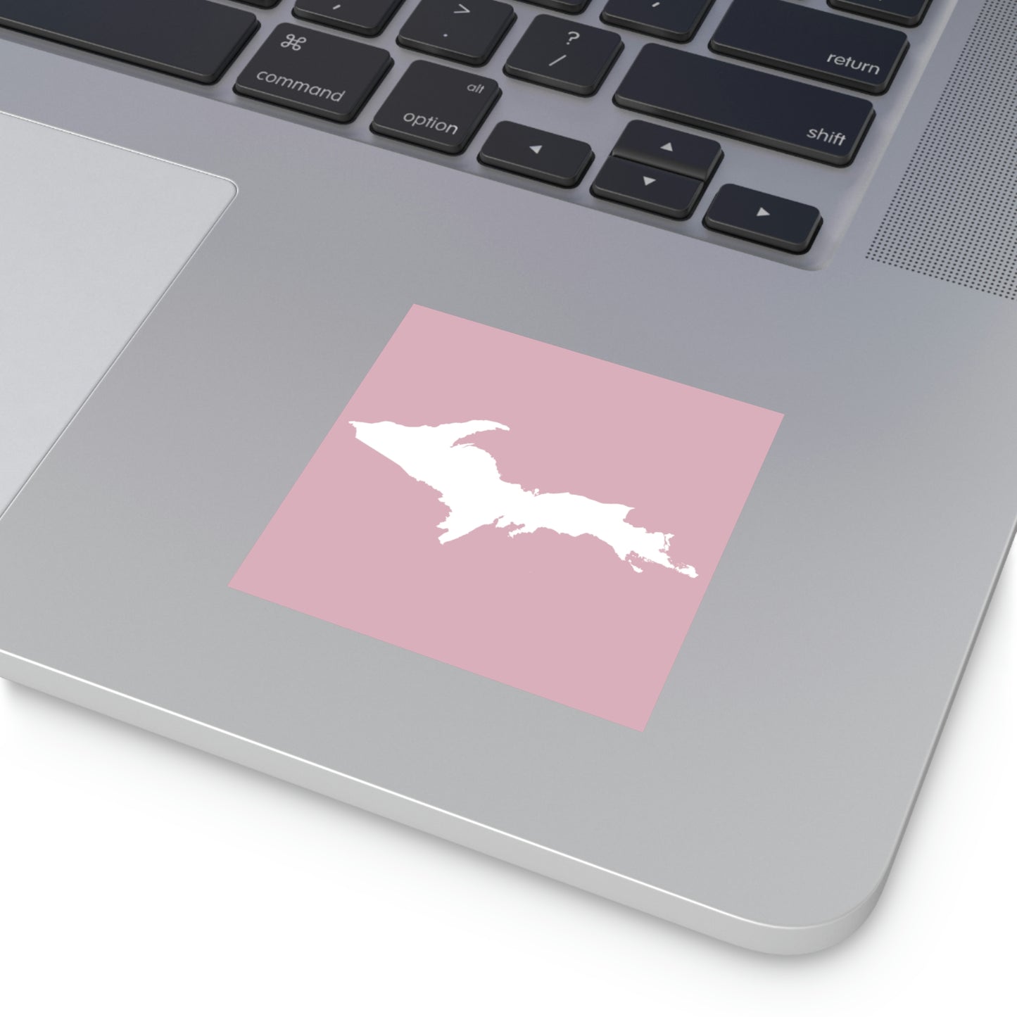 Michigan Upper Peninsula Square Sticker (Pink w/ UP Outline) | Indoor/Outdoor