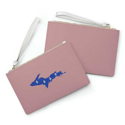 Michigan Upper Peninsula Clutch Bag (Cherry Blossom Pink w/ UP Quebec Flag Outline)