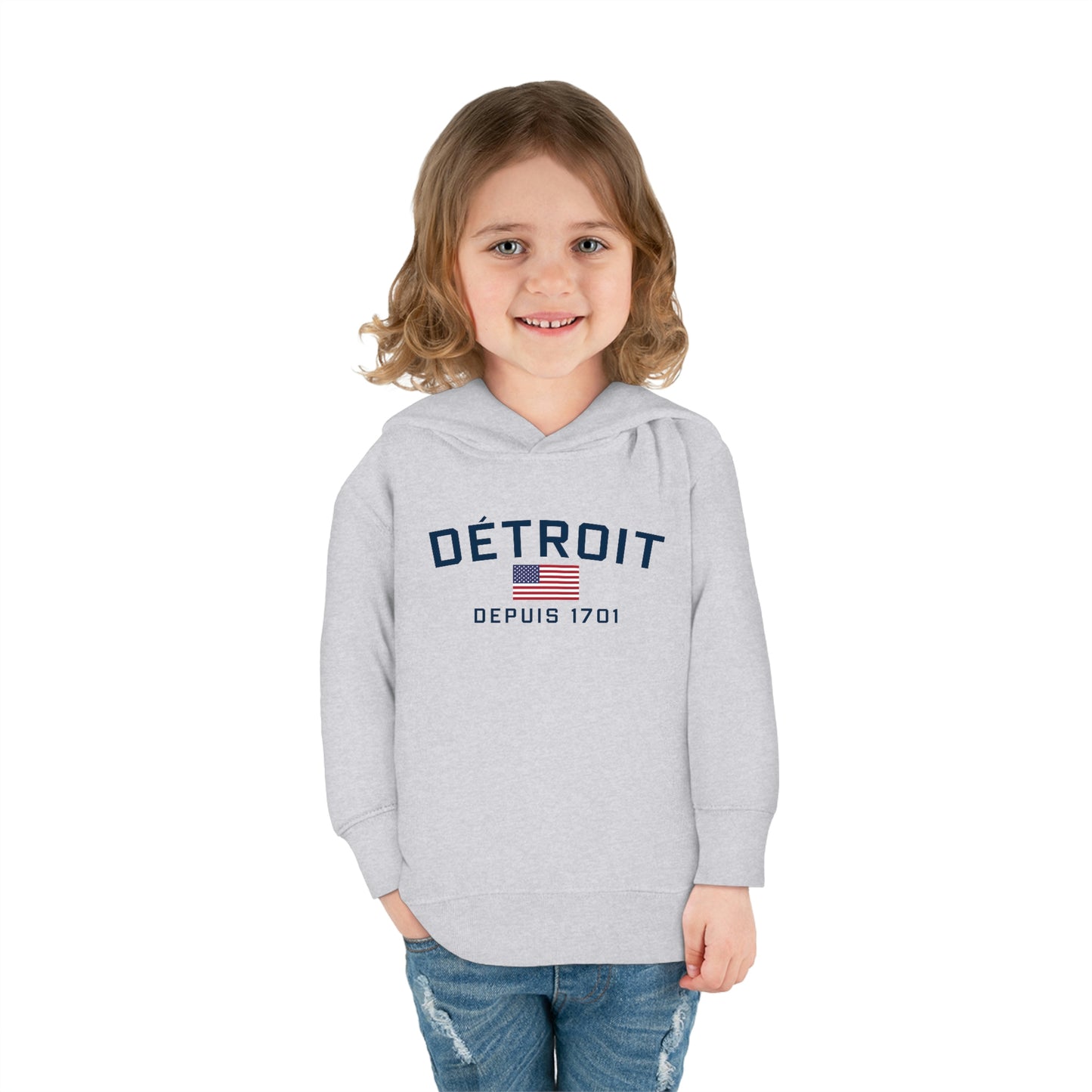 'Détroit Depuis 1701' Hoodie (w/USA Flag Outline) | Unisex Toddler