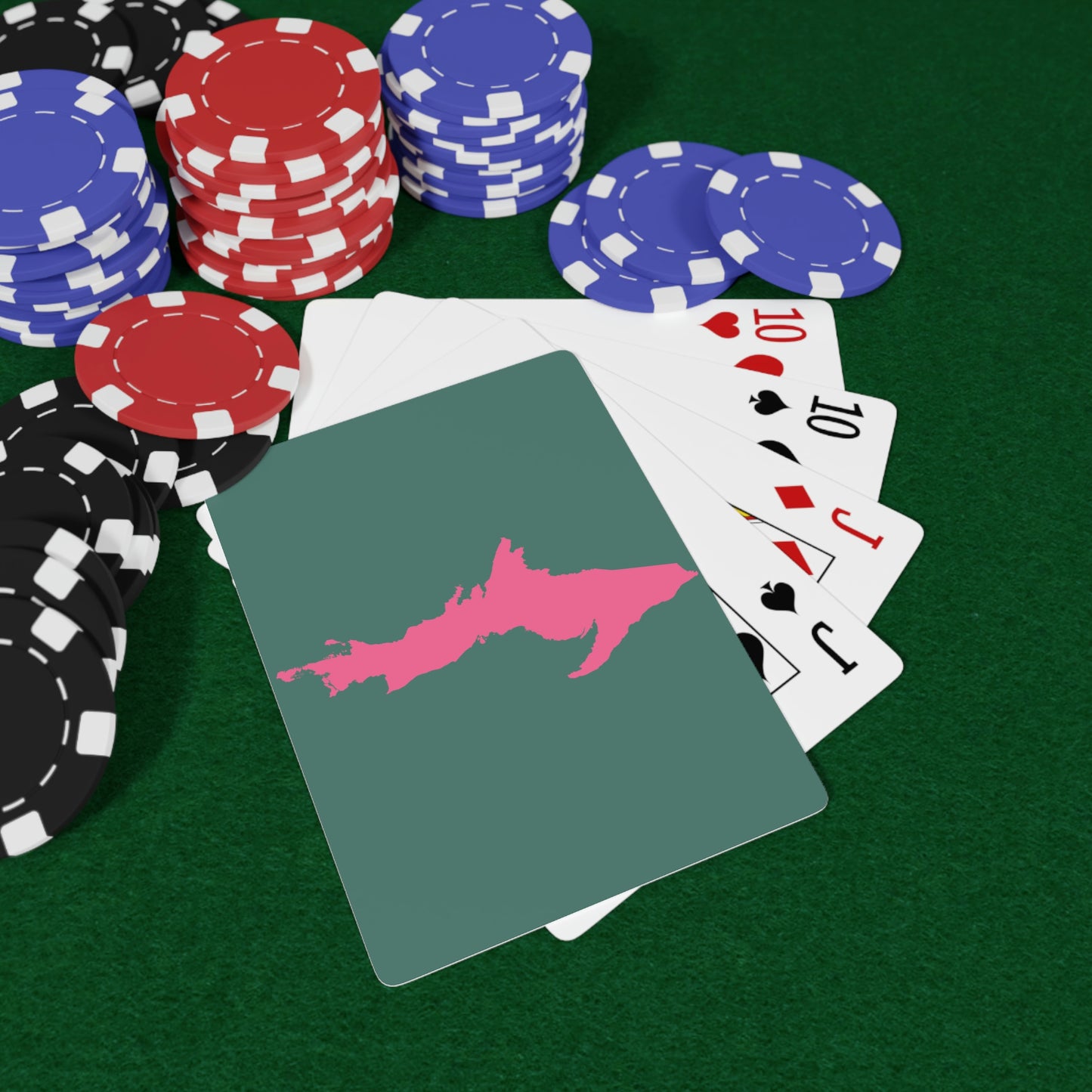 Michigan Upper Peninsula Poker Cards (Copper Green w/ Pink UP Outline)