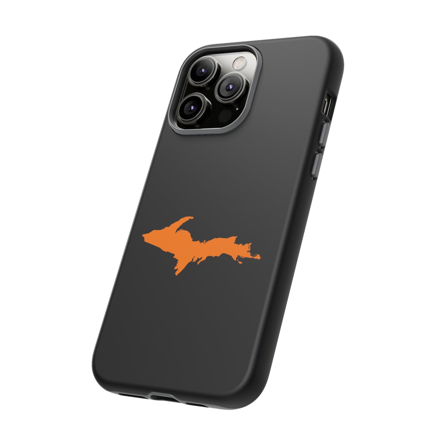 Michigan Upper Peninsula Tough Phone Case (Black w/ Orange UP Outline) | Apple iPhone