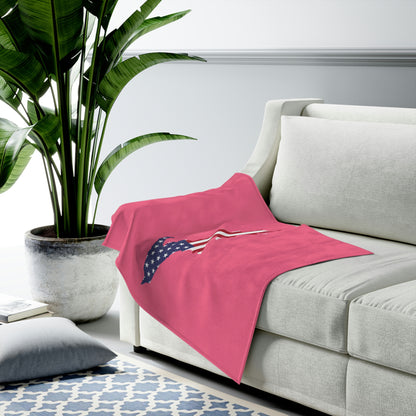 Michigan Upper Peninsula Plush Blanket (w/ UP USA Flag Outline) | Rhodochrosite Pink