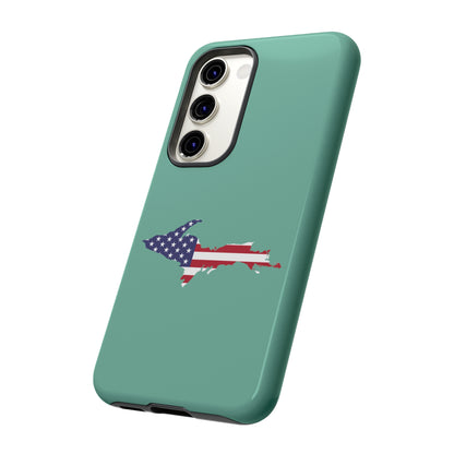 Michigan Upper Peninsula Tough Phone Case ('64 Metallic Mint Green w/ UP USA Flag Outline) | Samsung & Pixel Android