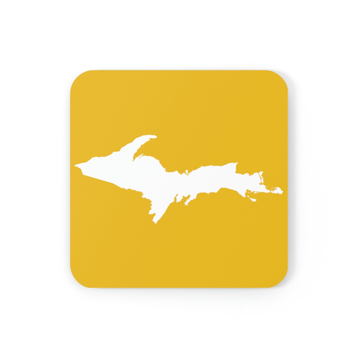 Michigan Upper Peninsula Coaster Set (Gold w/ UP Outline) | Corkwood - 4 pack