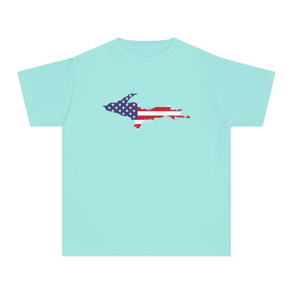 Michigan Upper Peninsula T-Shirt (w/ UP USA Flag Outline) | Youth Garment-Dyed