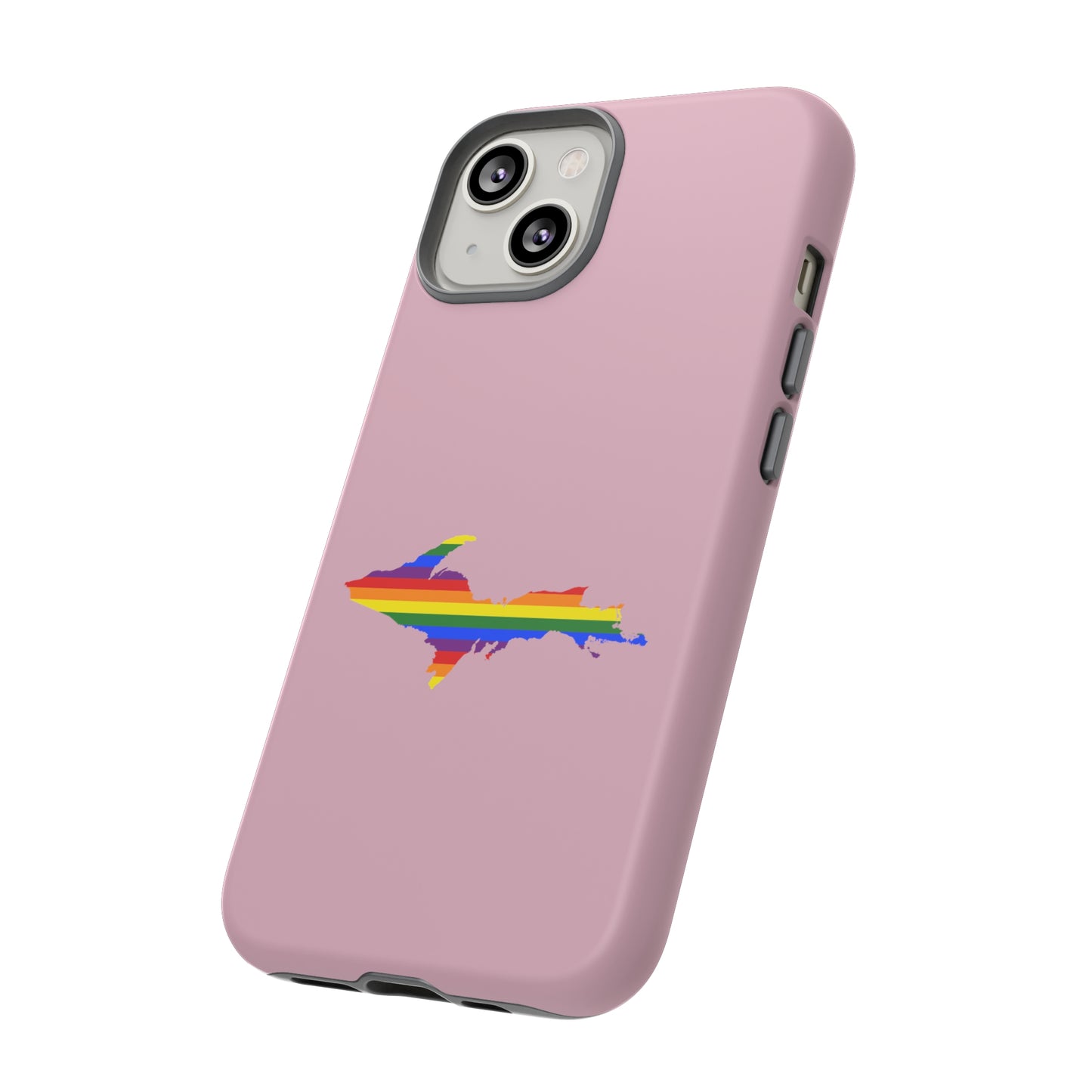 Michigan Upper Peninsula Tough Phone Case (Pink w/ UP Pride Flag Outline) | Apple iPhone