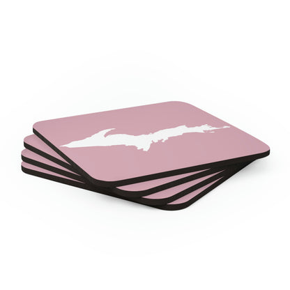 Michigan Upper Peninsula Coaster Set (Pink w/ UP Outline) | Corkwood - 4 pack