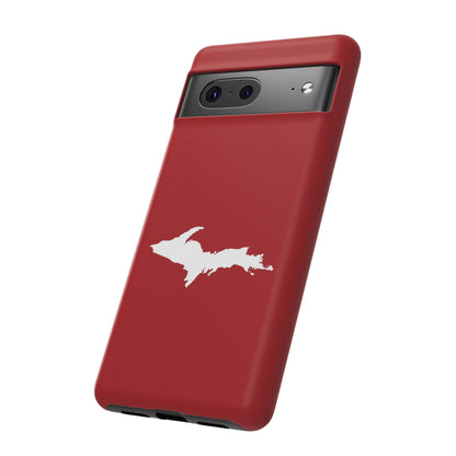 Michigan Upper Peninsula Tough Phone Case (Thimbleberry Red w/ UP Outline) | Samsung & Pixel Android