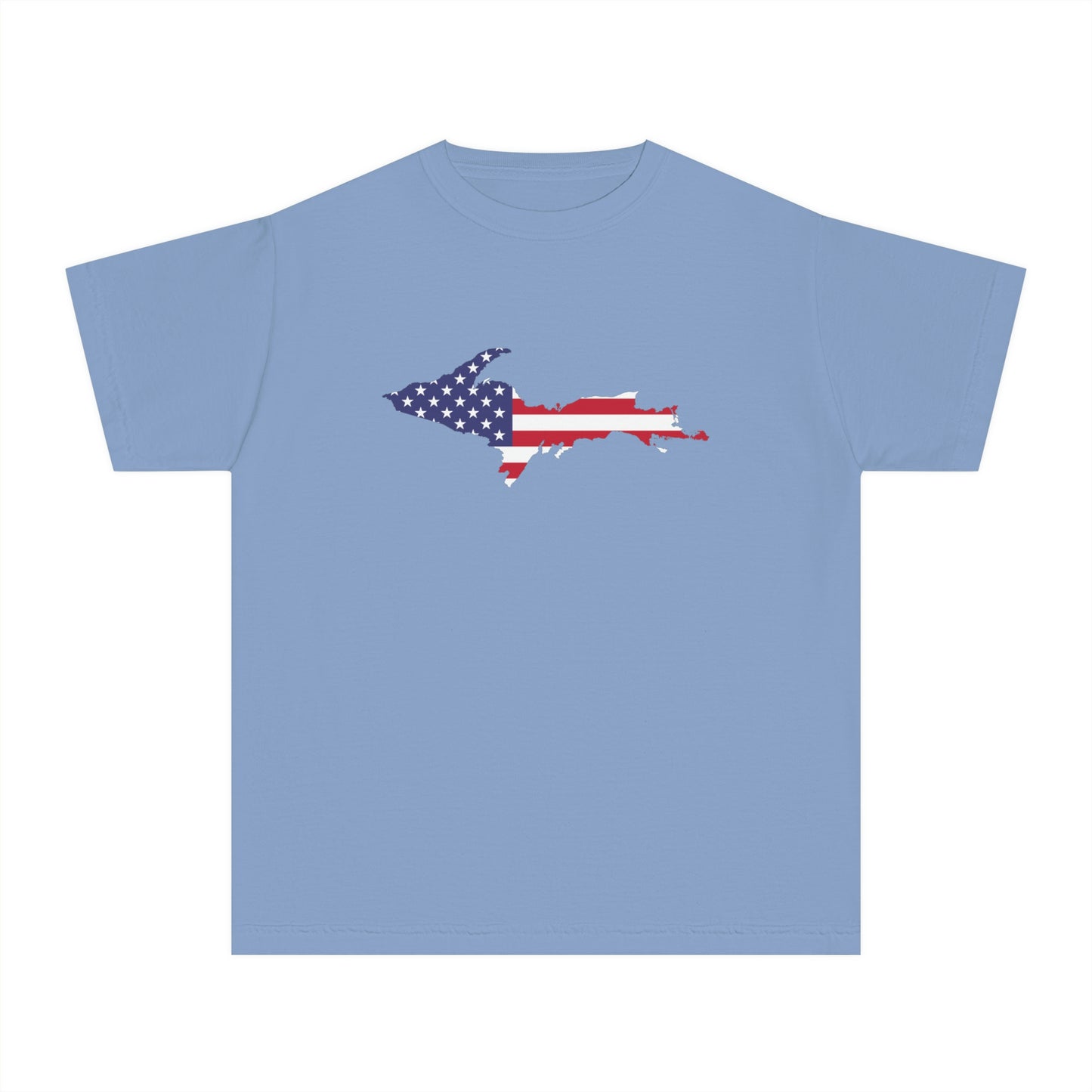 Michigan Upper Peninsula T-Shirt (w/ UP USA Flag Outline) | Youth Garment-Dyed