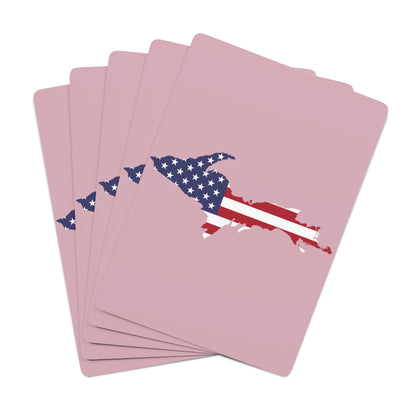 Michigan Upper Peninsula Poker Cards (Pink w/ UP USA Flag Outline)