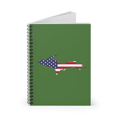 Michigan Upper Peninsula Spiral Notebook (w/ UP USA Flag Outline) | Pine Green