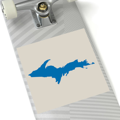 Michigan Upper Peninsula Square Sticker (Canvas Color w/ Azure UP Outline) | Indoor/Outdoor