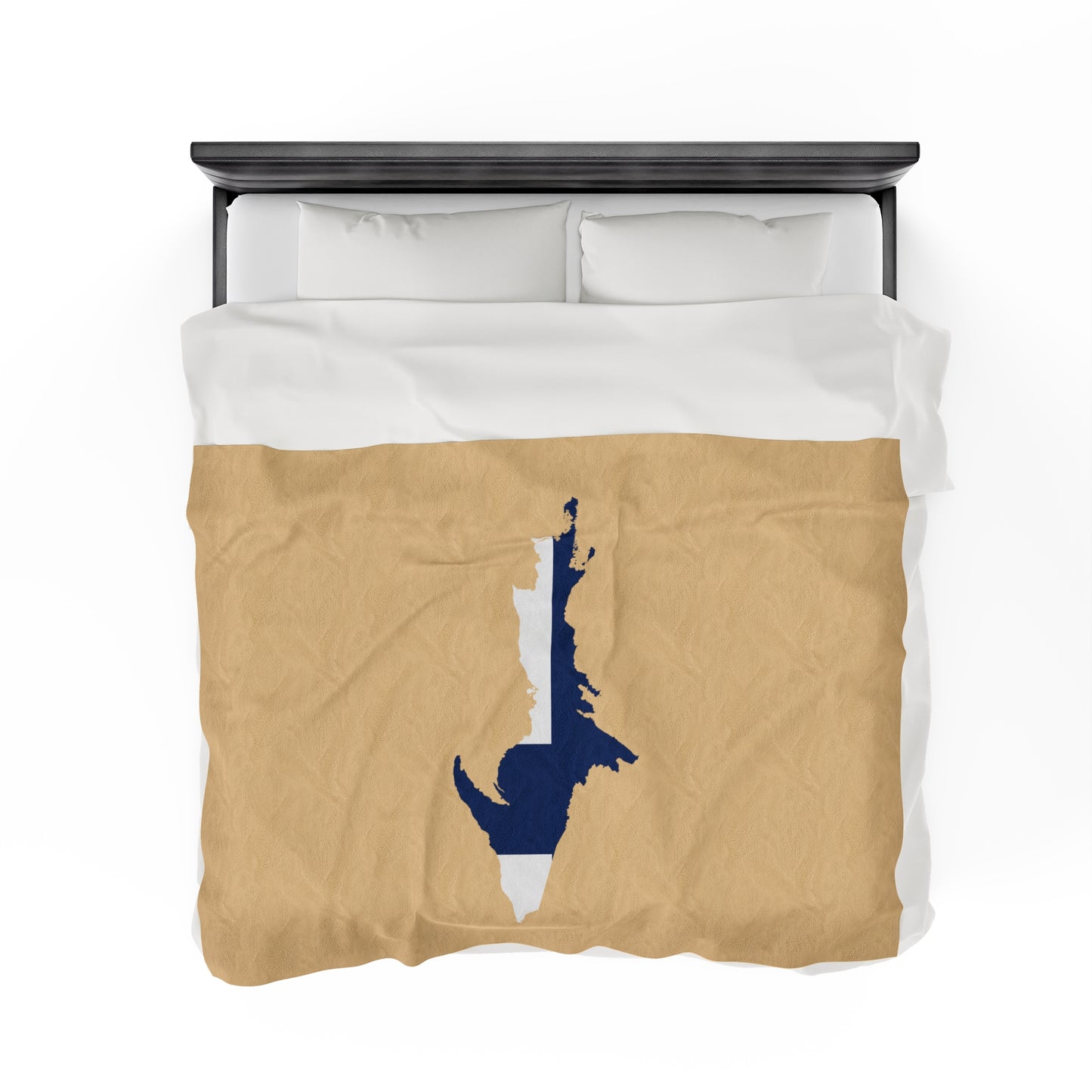 Michigan Upper Peninsula Plush Blanket (w/ UP Finland Flag Outline) | Maple Color