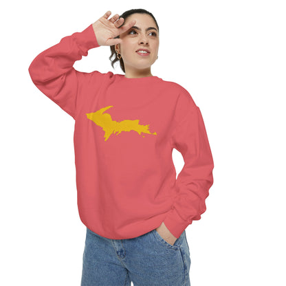 Michigan Upper Peninsula Sweatshirt (w/ Gold UP Outline) | Unisex Garment Dyed