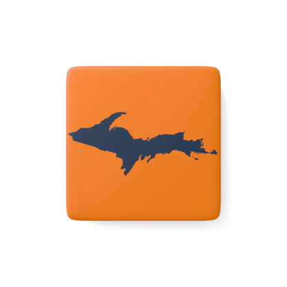 Michigan Upper Peninsula Porcelain Magnet (Orange w/ Navy UP Outline)