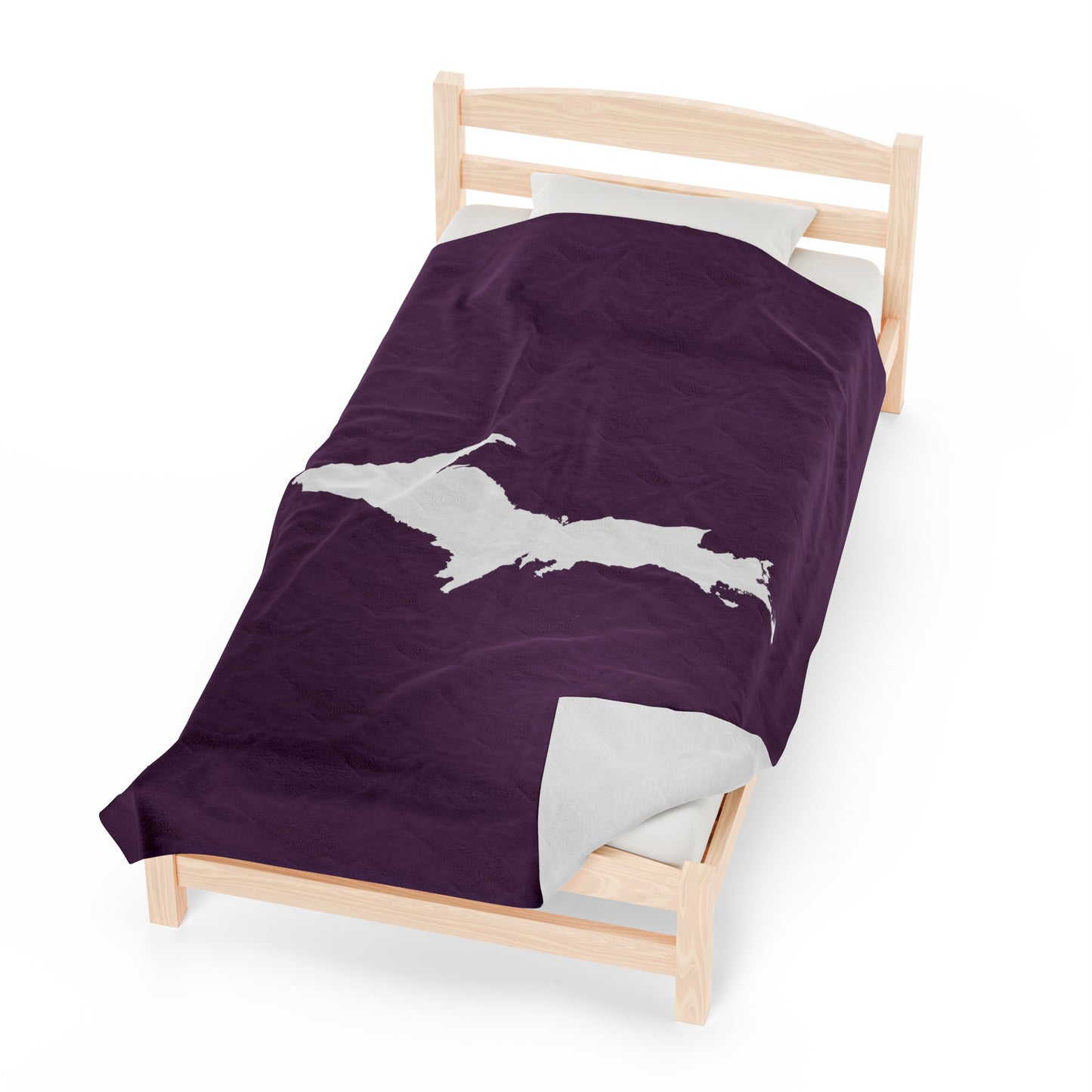 Michigan Upper Peninsula Plush Blanket (w/ UP Outline) | Plum