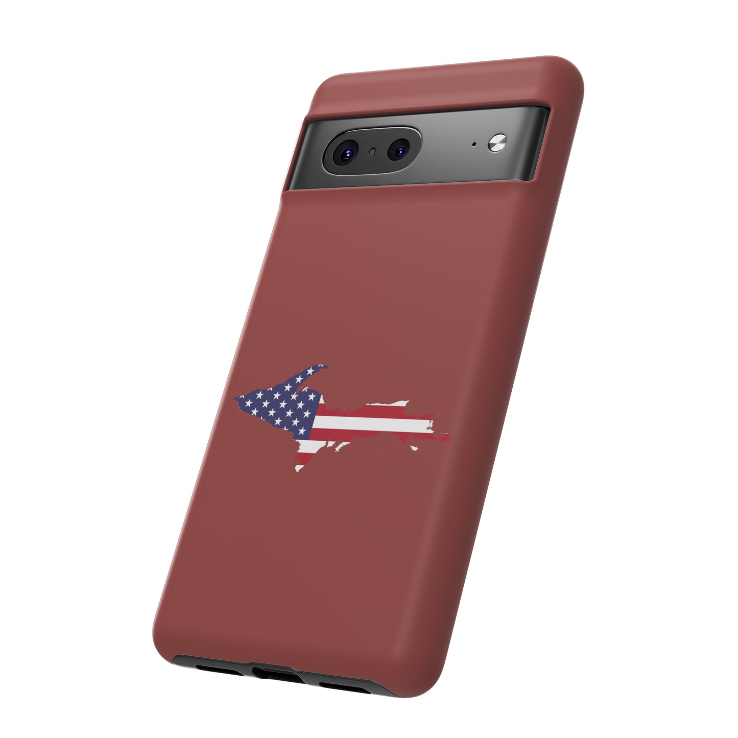 Michigan Upper Peninsula Tough Phone Case (Ore Dock Red w/ UP USA Flag Outline) | Samsung & Pixel Android