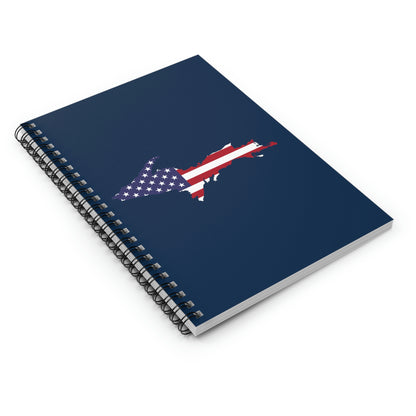 Michigan Upper Peninsula Spiral Notebook (w/ UP USA Flag Outline) | Navy