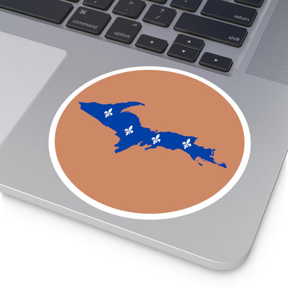 Michigan Upper Peninsula Round Stickers (Copper Color w/ UP Quebec Flag Outline) | Indoor\Outdoor