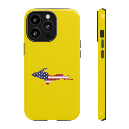 Michigan Upper Peninsula Tough Phone Case (Gadsden Yellow w/ UP USA Outline) | Apple iPhone