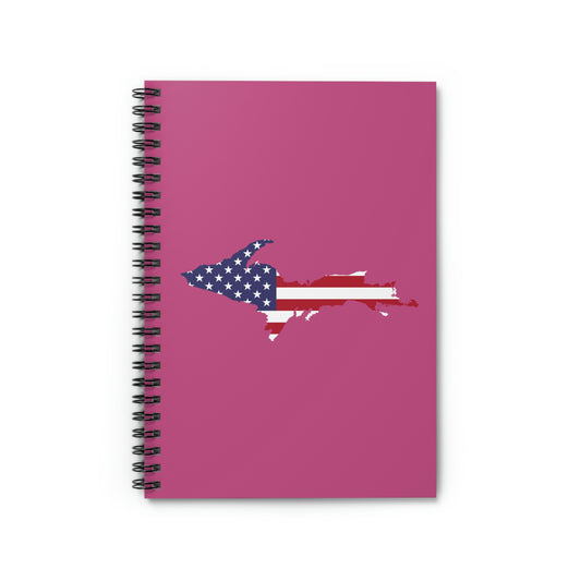 Michigan Upper Peninsula Spiral Notebook (w/ UP USA Flag Outline) | Apple Blossom Pink