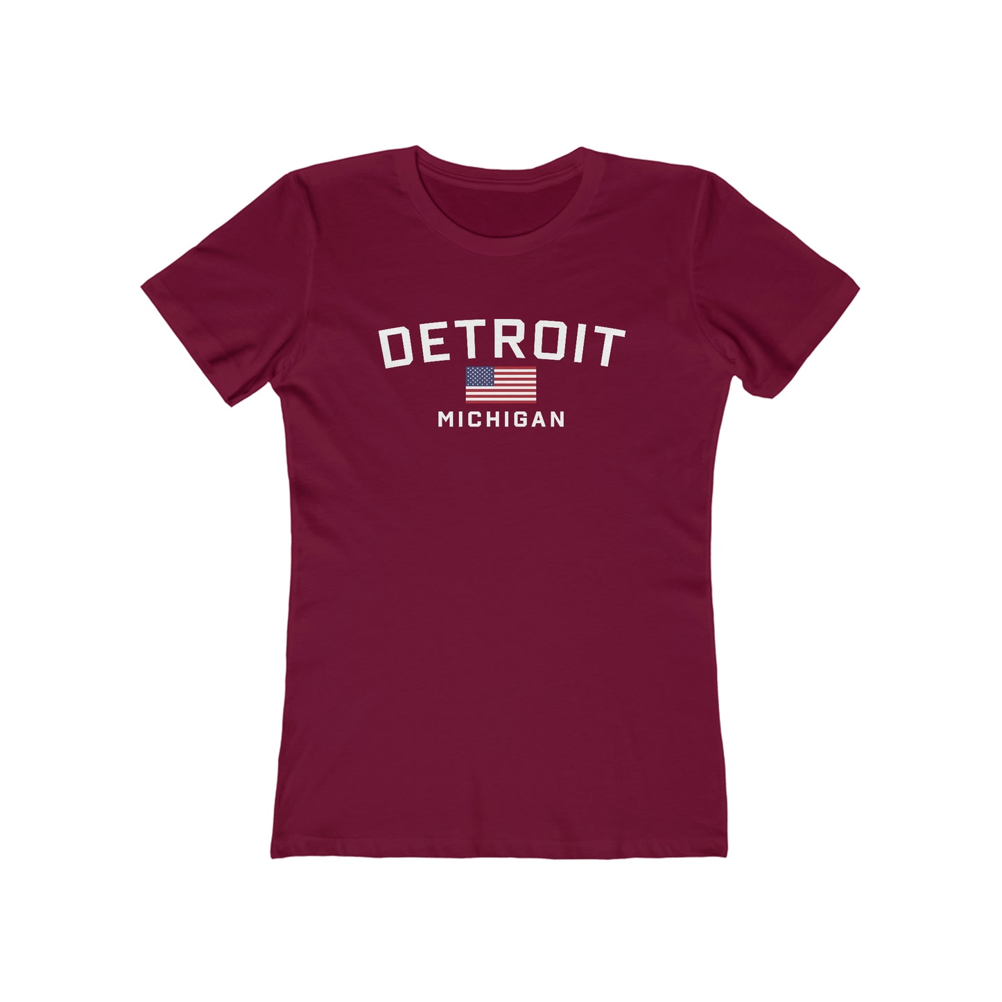 'Detroit Michigan' T-Shirt (w/USA Flag Outline) | Women's Boyfriend Cut