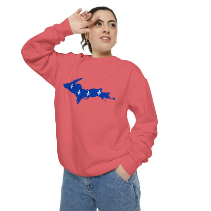 Michigan Upper Peninsula Sweatshirt (w/ UP Quebec Flag Outline) | Unisex Garment Dyed