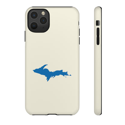 Michigan Upper Peninsula Tough Phone Case (Ivory Color w/ Azure UP Outline) | Apple iPhone