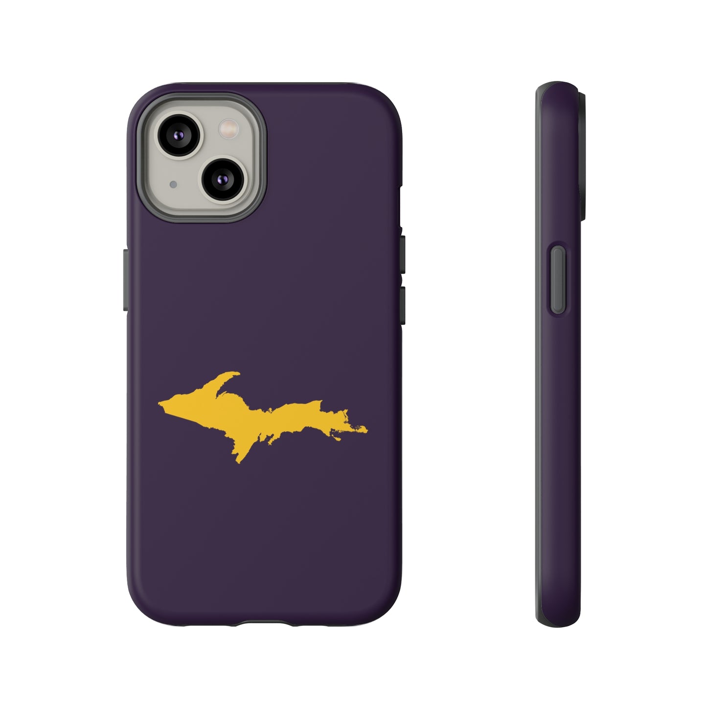 Michigan Upper Peninsula Tough Phone Case (Blackcurrant w/ Gold UP Outline) | Apple iPhone